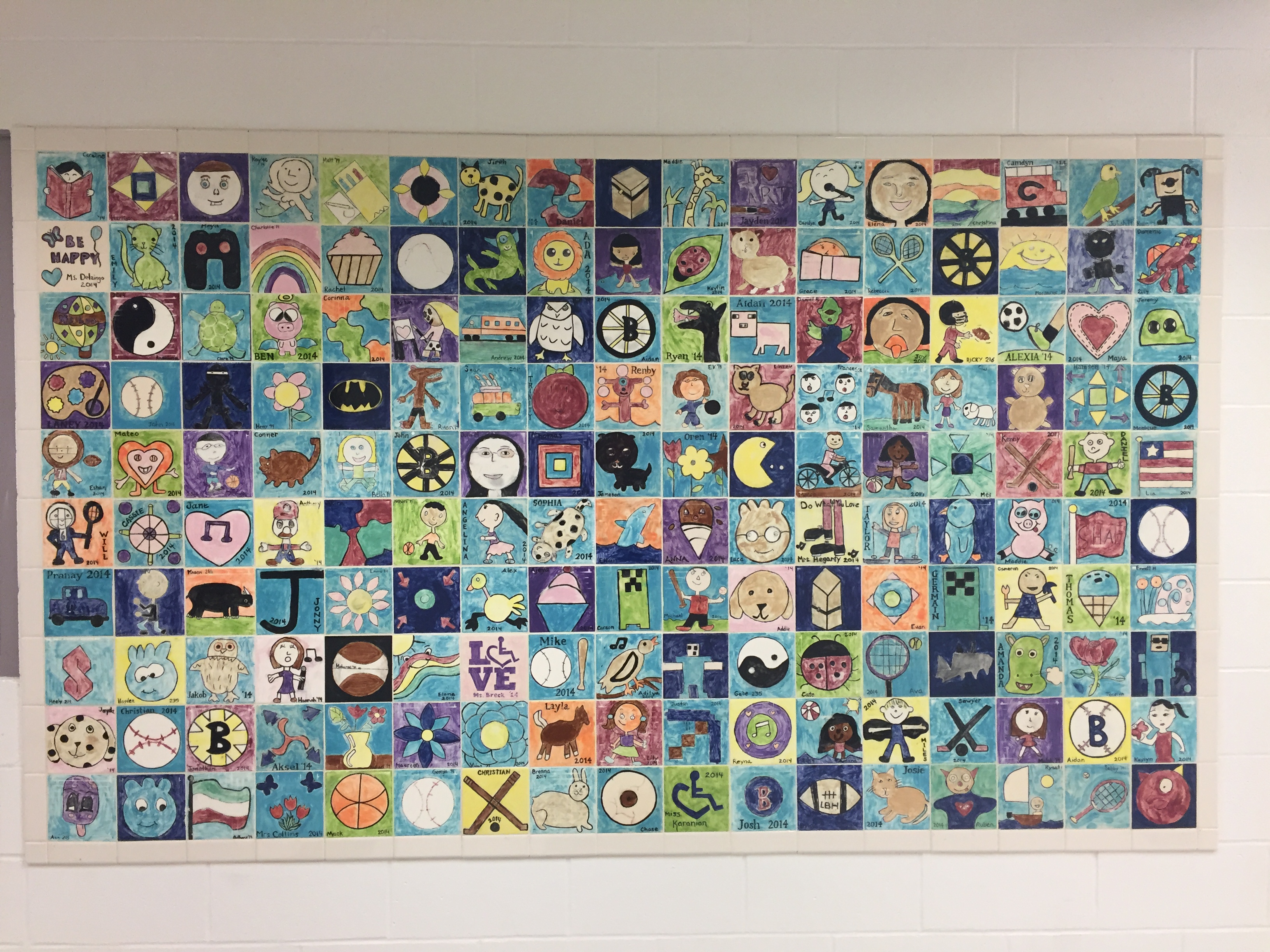 Tiles painted by former students