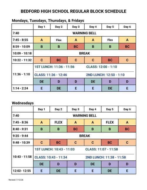 Block Schedule