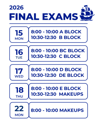 Finals exam schedule