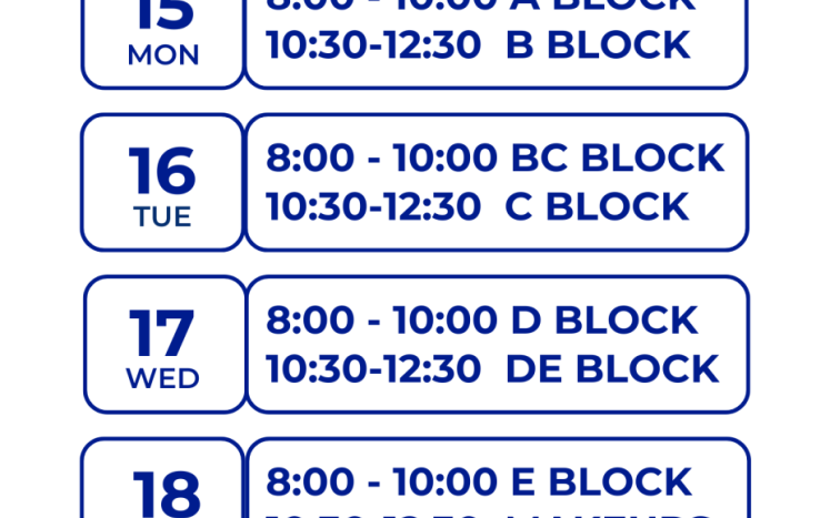 Finals exam schedule